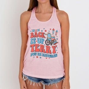 Groovy Back Up Terry Put It In Reverse Firework 4th Of July Women's Knotted Racerback Tank