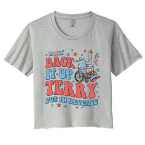 Groovy Back Up Terry Put It In Reverse Firework 4th Of July Women's Crop Top Tee