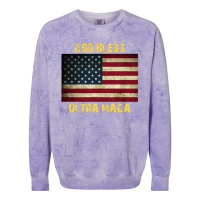 God Bless Ultra Maga United States Flag Colorblast Crewneck Sweatshirt