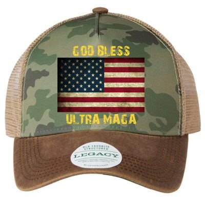 God Bless Ultra Maga United States Flag Legacy Tie Dye Trucker Hat