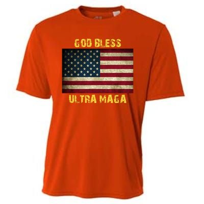 God Bless Ultra Maga United States Flag Cooling Performance Crew T-Shirt