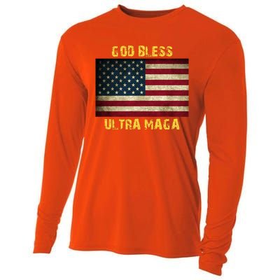 God Bless Ultra Maga United States Flag Cooling Performance Long Sleeve Crew