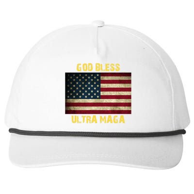 God Bless Ultra Maga United States Flag Snapback Five-Panel Rope Hat