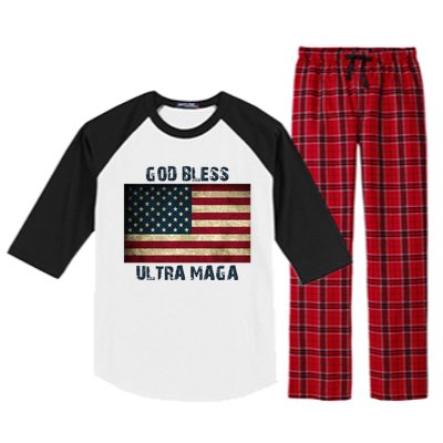 God Bless Ultra Maga United States Flag Raglan Sleeve Pajama Set