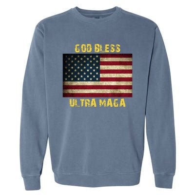 God Bless Ultra Maga United States Flag Garment-Dyed Sweatshirt