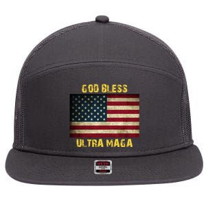 God Bless Ultra Maga United States Flag 7 Panel Mesh Trucker Snapback Hat