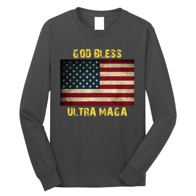 God Bless Ultra Maga United States Flag Long Sleeve Shirt