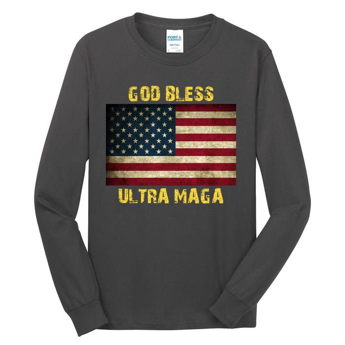 God Bless Ultra Maga United States Flag Tall Long Sleeve T-Shirt