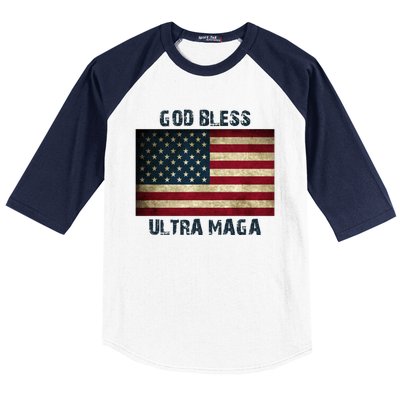 God Bless Ultra Maga United States Flag Baseball Sleeve Shirt