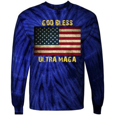 God Bless Ultra Maga United States Flag Tie-Dye Long Sleeve Shirt