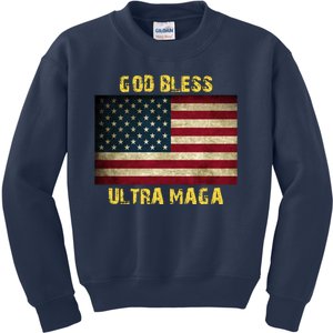 God Bless Ultra Maga United States Flag Kids Sweatshirt