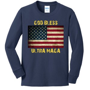 God Bless Ultra Maga United States Flag Kids Long Sleeve Shirt