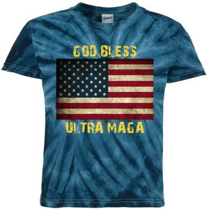 God Bless Ultra Maga United States Flag Kids Tie-Dye T-Shirt