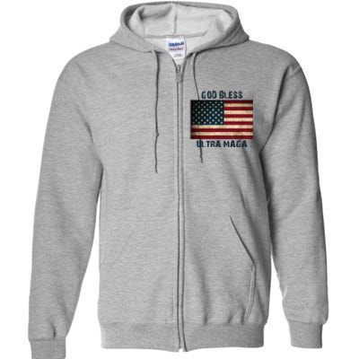 God Bless Ultra Maga United States Flag Full Zip Hoodie