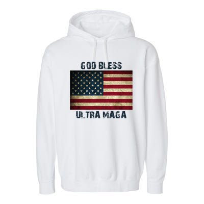 God Bless Ultra Maga United States Flag Garment-Dyed Fleece Hoodie