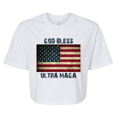 God Bless Ultra Maga United States Flag Bella+Canvas Jersey Crop Tee