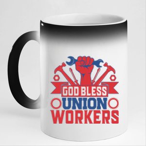 God Bless Union Wokers Labor Day Gift 11oz Black Color Changing Mug