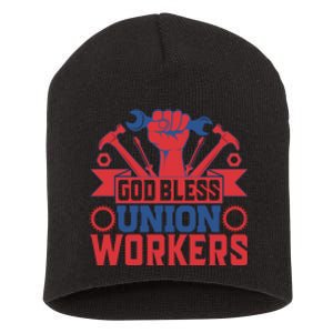 God Bless Union Wokers Labor Day Gift Short Acrylic Beanie