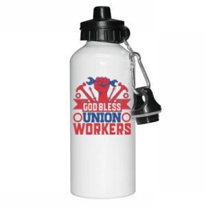 God Bless Union Wokers Labor Day Gift Aluminum Water Bottle