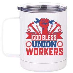 God Bless Union Wokers Labor Day Gift 12 oz Stainless Steel Tumbler Cup