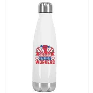 God Bless Union Wokers Labor Day Gift Stainless Steel Insulated Water Bottle