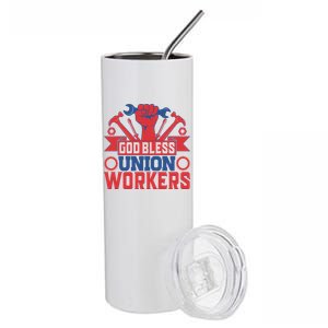 God Bless Union Wokers Labor Day Gift Stainless Steel Tumbler