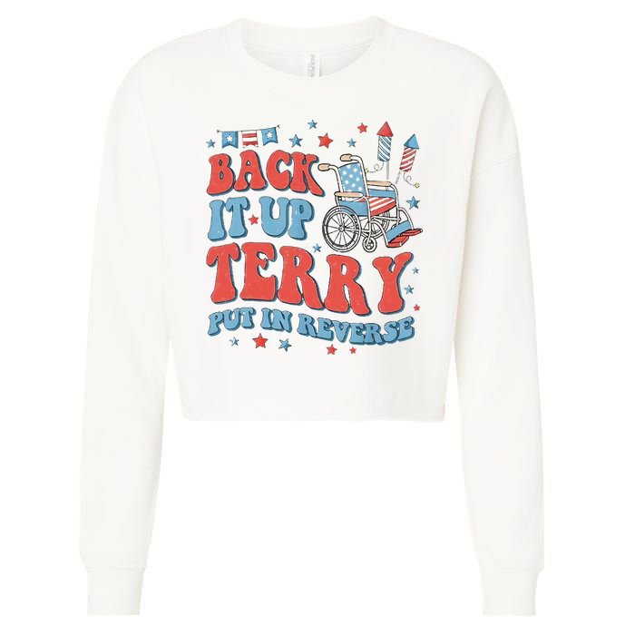 Groovy Back Up Terry Firework Fun Cropped Pullover Crew