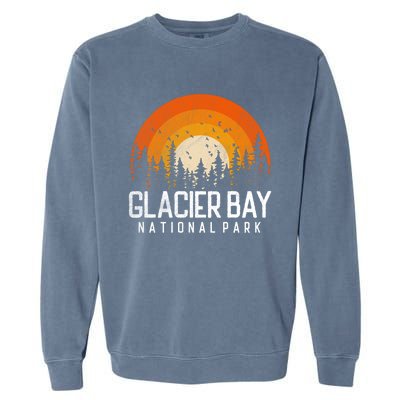 Glacier Bay Us National Park Alaska Vintage Retro 80s Gift Garment-Dyed Sweatshirt