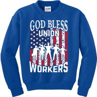 God Bless Union Workers American Labor Day Funny Gift Cool Gift Kids Sweatshirt