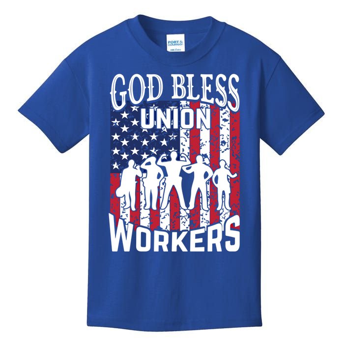 God Bless Union Workers American Labor Day Funny Gift Cool Gift Kids T-Shirt