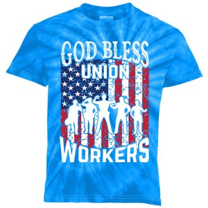 God Bless Union Workers American Labor Day Funny Gift Cool Gift Kids Tie-Dye T-Shirt