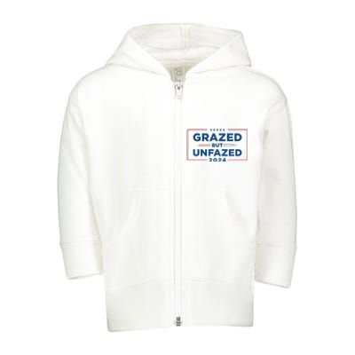 Grazed But Unfazed Presidential Race 2024 Toddler Zip Fleece Hoodie