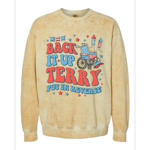 Groovy Back Up Terry Put It In Reverse Firework 4th Of July Colorblast Crewneck Sweatshirt