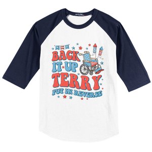 Groovy Back Up Terry Put It In Reverse Firework 4th Of July Baseball Sleeve Shirt