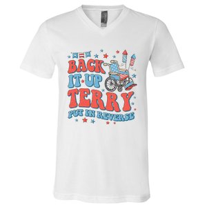 Groovy Back Up Terry Put It In Reverse Firework 4th Of July V-Neck T-Shirt