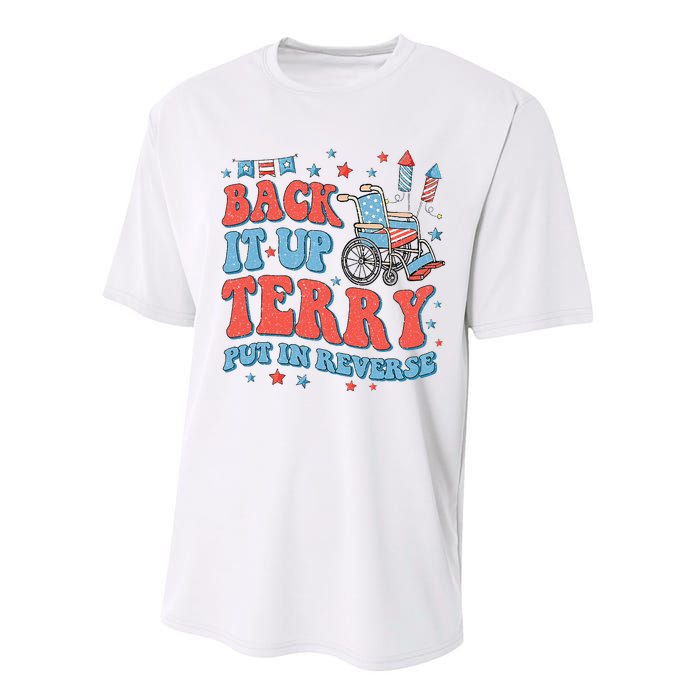 Groovy Back Up Terry Put It In Reverse Firework 4th Of July Performance Sprint T-Shirt