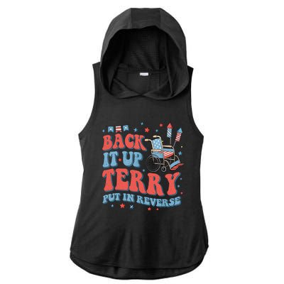 Groovy Back Up Terry Put It In Reverse Firework 4th Of July Ladies PosiCharge Tri-Blend Wicking Draft Hoodie Tank