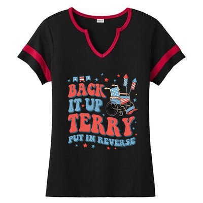 Groovy Back Up Terry Put It In Reverse Firework 4th Of July Ladies Halftime Notch Neck Tee