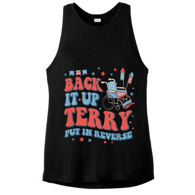 Groovy Back Up Terry Put It In Reverse Firework 4th Of July Ladies PosiCharge Tri-Blend Wicking Tank