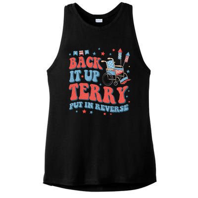 Groovy Back Up Terry Put It In Reverse Firework 4th Of July Ladies PosiCharge Tri-Blend Wicking Tank