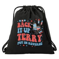 Groovy Back Up Terry Put It In Reverse Firework 4th Of July Drawstring Bag
