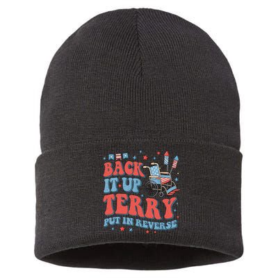 Groovy Back Up Terry Put It In Reverse Firework 4th Of July Sustainable Knit Beanie