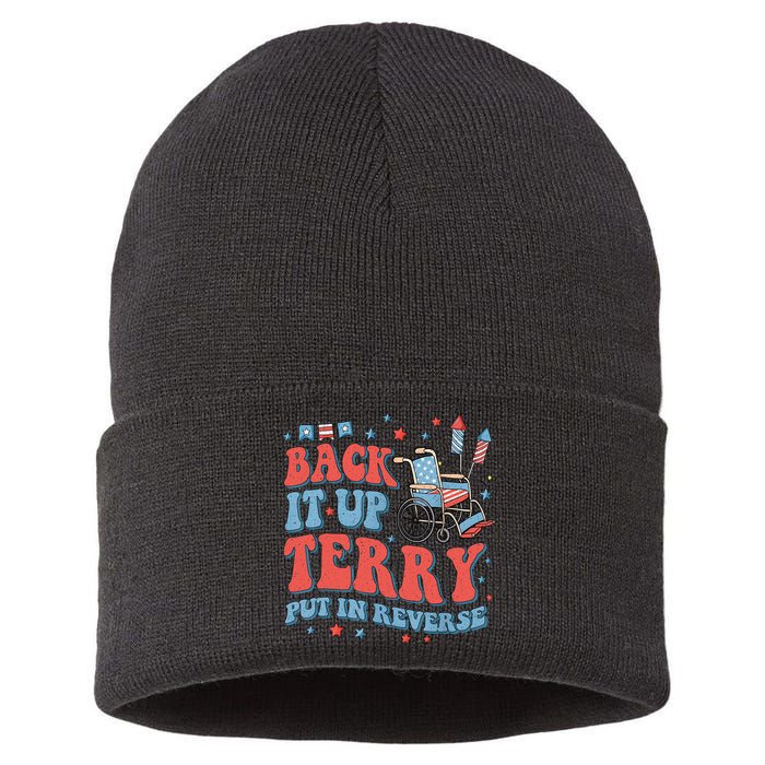 Groovy Back Up Terry Put It In Reverse Firework 4th Of July Sustainable Knit Beanie