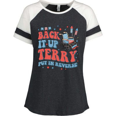 Groovy Back Up Terry Put It In Reverse Firework 4th Of July Enza Ladies Jersey Colorblock Tee