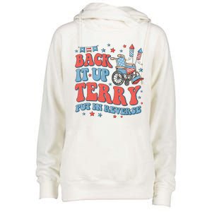 Groovy Back Up Terry Put It In Reverse Firework 4th Of July Womens Funnel Neck Pullover Hood