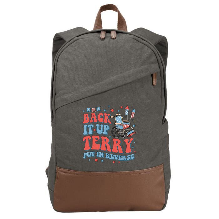 Groovy Back Up Terry Put It In Reverse Firework 4th Of July Cotton Canvas Backpack