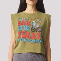 Groovy Back Up Terry Put It In Reverse Firework 4th Of July Garment-Dyed Women's Muscle Tee