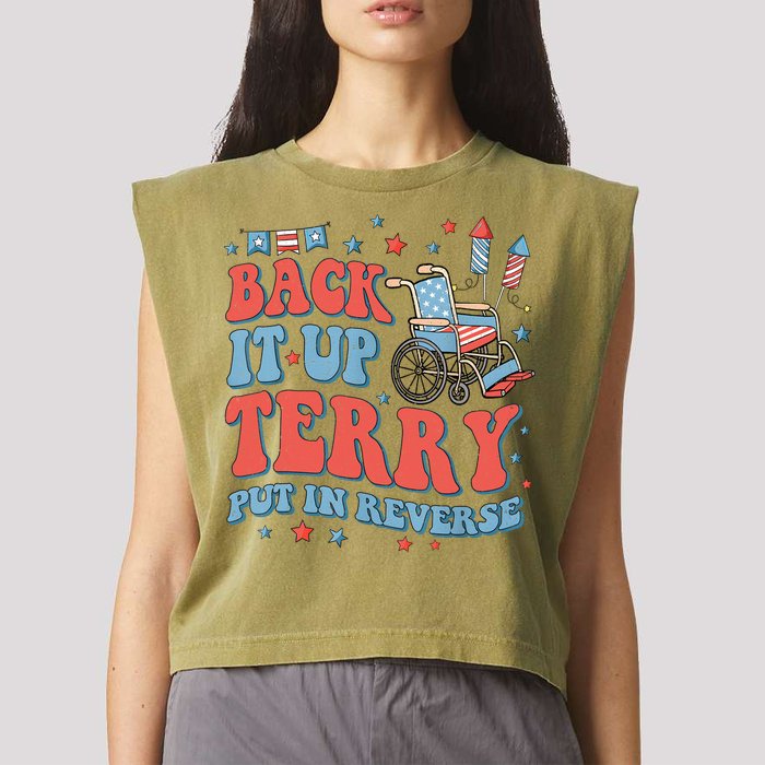 Groovy Back Up Terry Put It In Reverse Firework 4th Of July Garment-Dyed Women's Muscle Tee