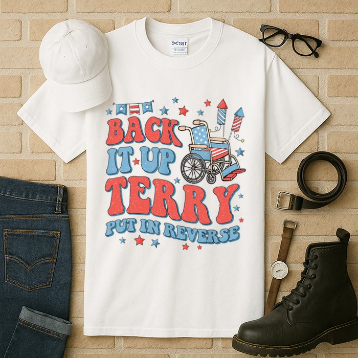 Groovy Back Up Terry Put It In Reverse Firework 4th Of July Tall T-Shirt