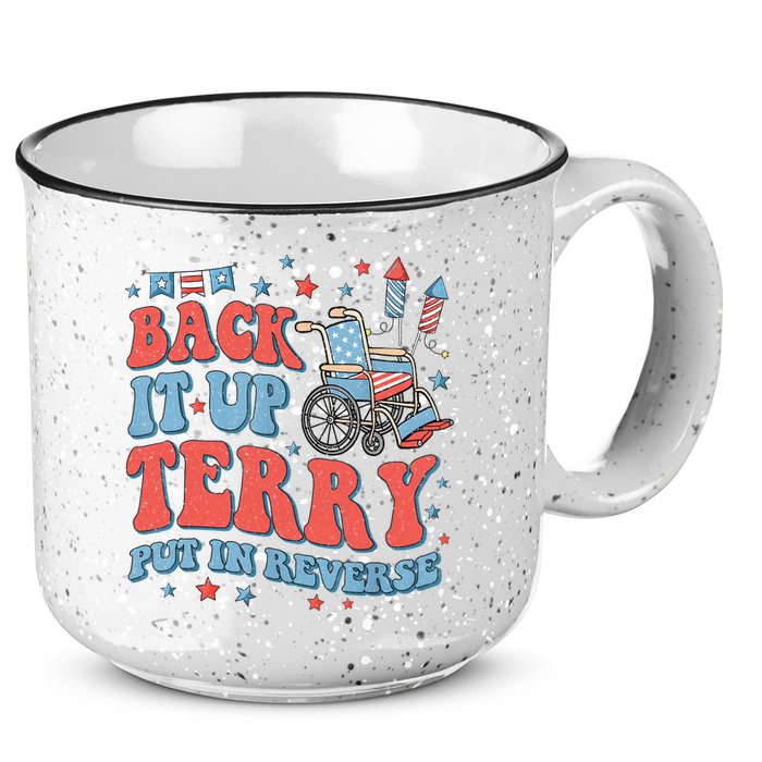 Groovy Back Up Terry Put It In Reverse Firework 4th Of July 15oz Campfire Ceramic Mug